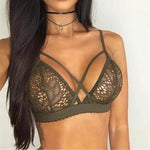 Biustonosz koronkowy bralette z ozdobnymi paskami